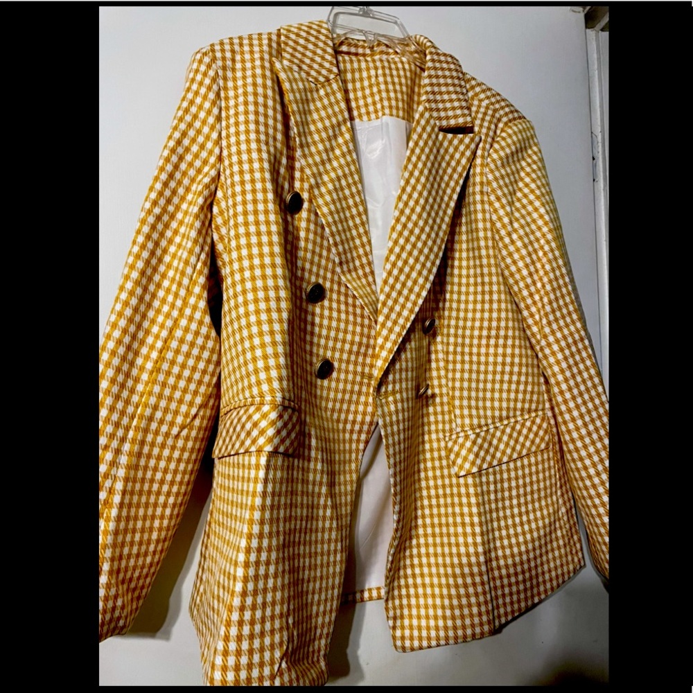 Yellow Houndstooth Blazer
